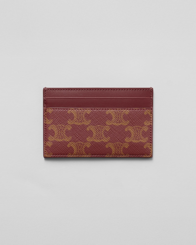 MEDIUM CARD HOLDER  IN Triomphe canvas and calfskin - BURGUNDY/TAN - CARD HOLDERS - 1 | CELINE