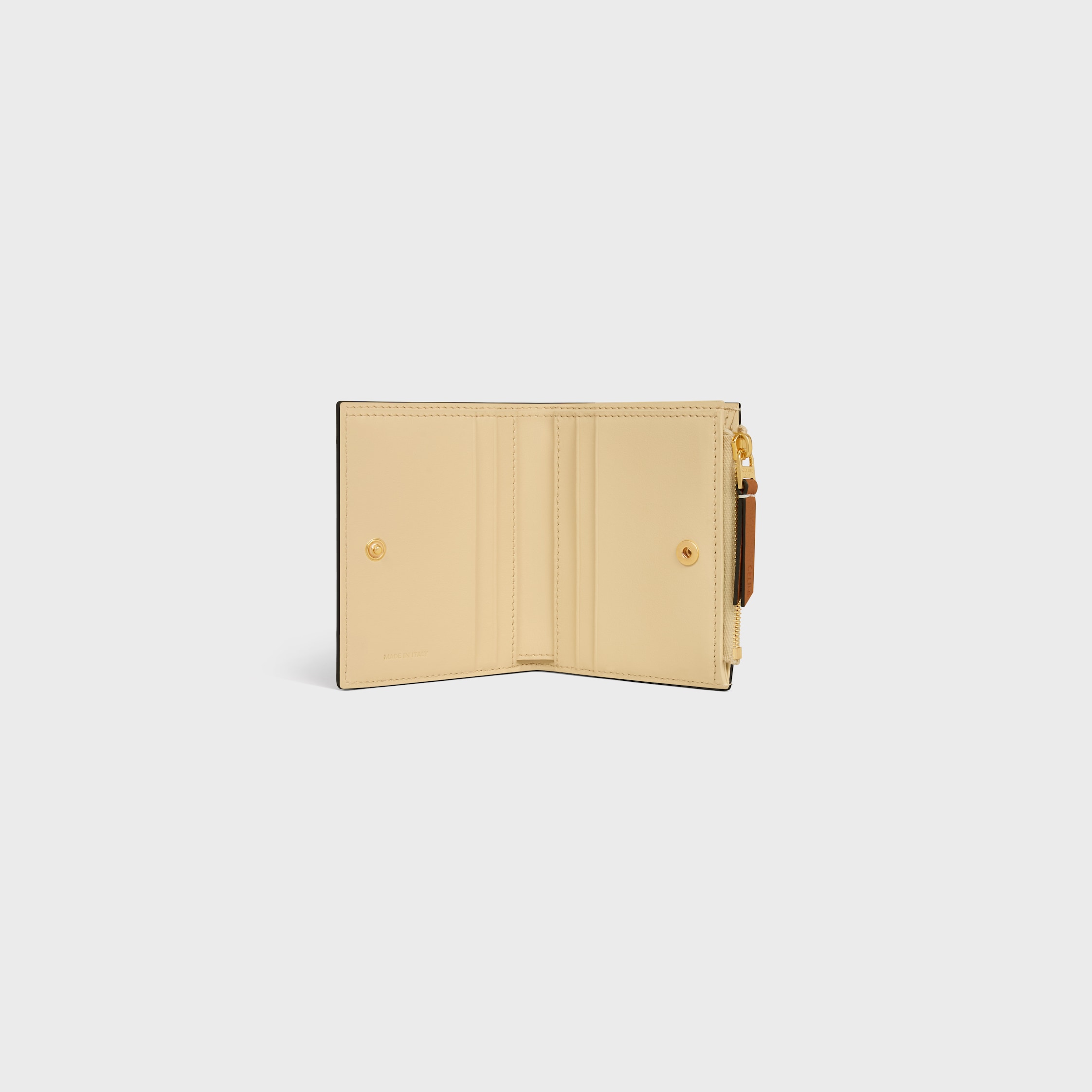 COMPACT WALLET TRIOMPHE STAMP IN SUPPLE GRAINED CALFSKIN - SOFT