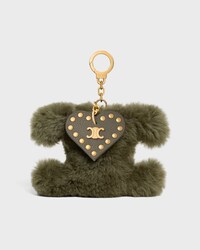 TRIOMPHE pom-pom Charm IN Shearling and Calfskin - GOLDEN KHAKI - ACCESSORIES - 1 | CELINE