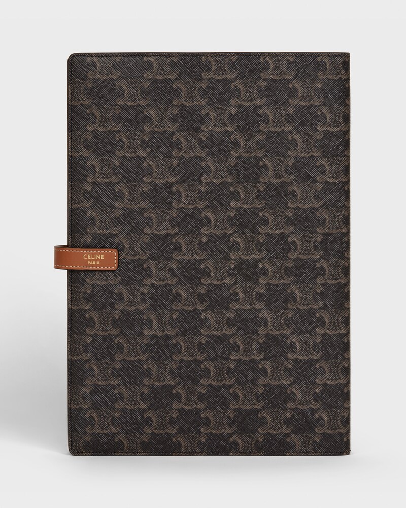 Large notebook cover in triomphe canvas and calfskin - TAN - CELINE MAISON - 1 | CELINE