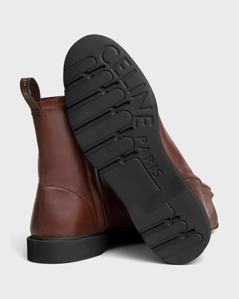 FLOW ZIPPED BOOT IN Stretch Lambskin - DARK BROWN -  - 1 | CELINE