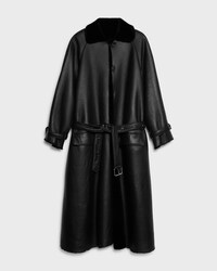 oversize coat IN LAMB SHEARLING - BLACK -  - 1 | CELINE
