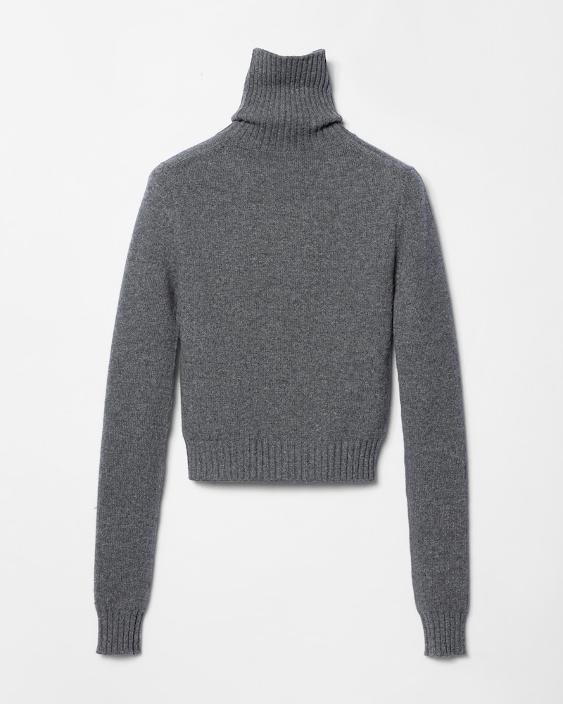 Jersey con cuello alto de lana y cachemira - GRIS OSCURO -  - 1 | CELINE