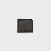Zipped Purse with card holder IN Triomphe Canvas and Lambskin - Tan - TRIOMPHE CANVAS - 2 | CELINE