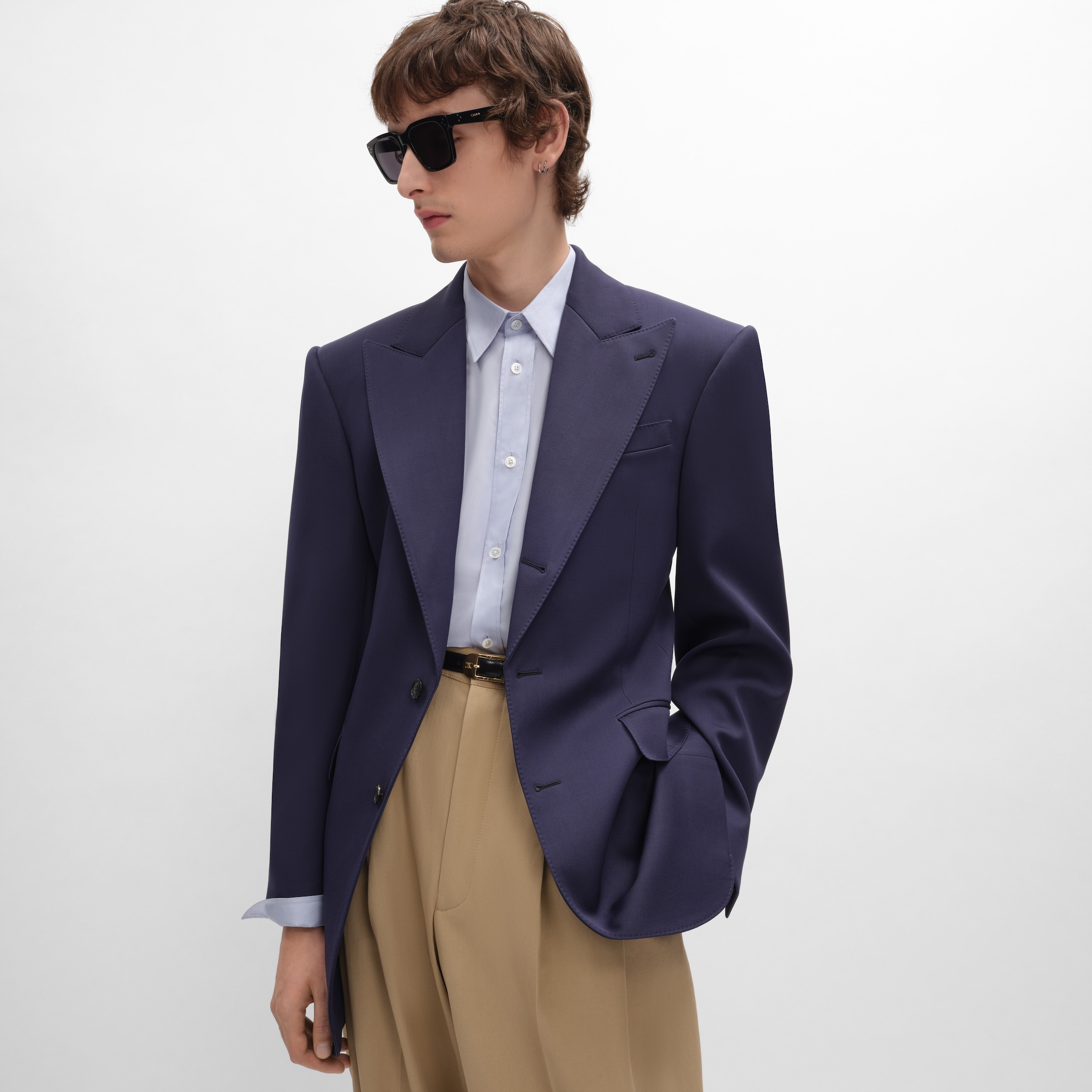 sa　CELINE テーラードジャケット グランドプードル コロンヌ ジャケット / グラン・ド・プードル ウール - ネイビー | CELINE