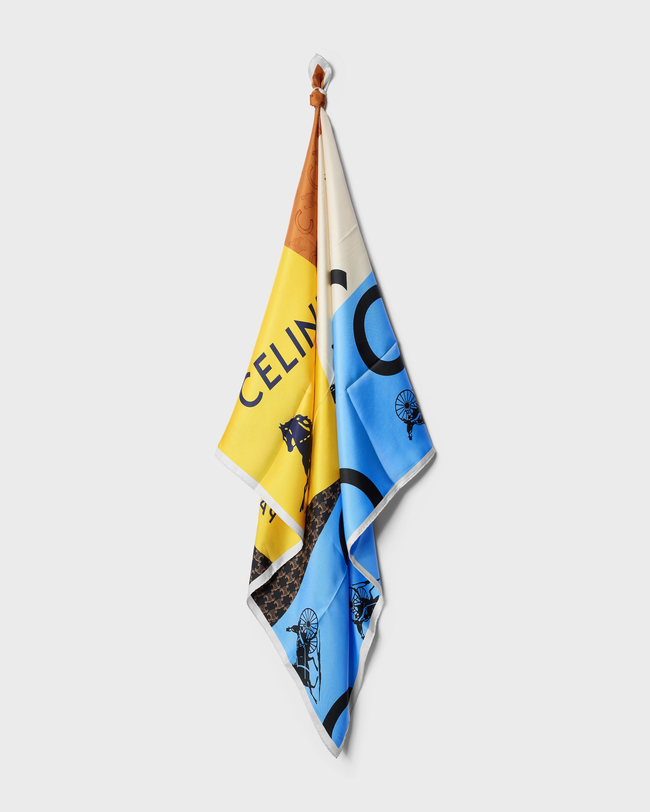PATCHED C CALÈCHE FOULARD 90 - BLUE/CREAM/YELLOW | CELINE