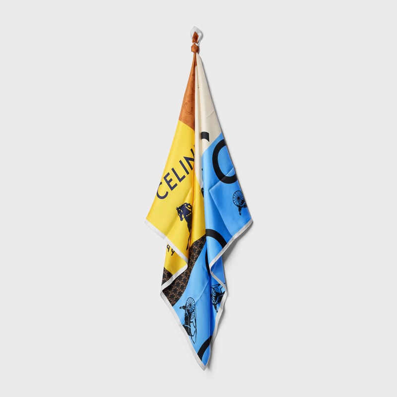square IN silk twill - BLUE/CREAM/YELLOW -  - 1 | CELINE