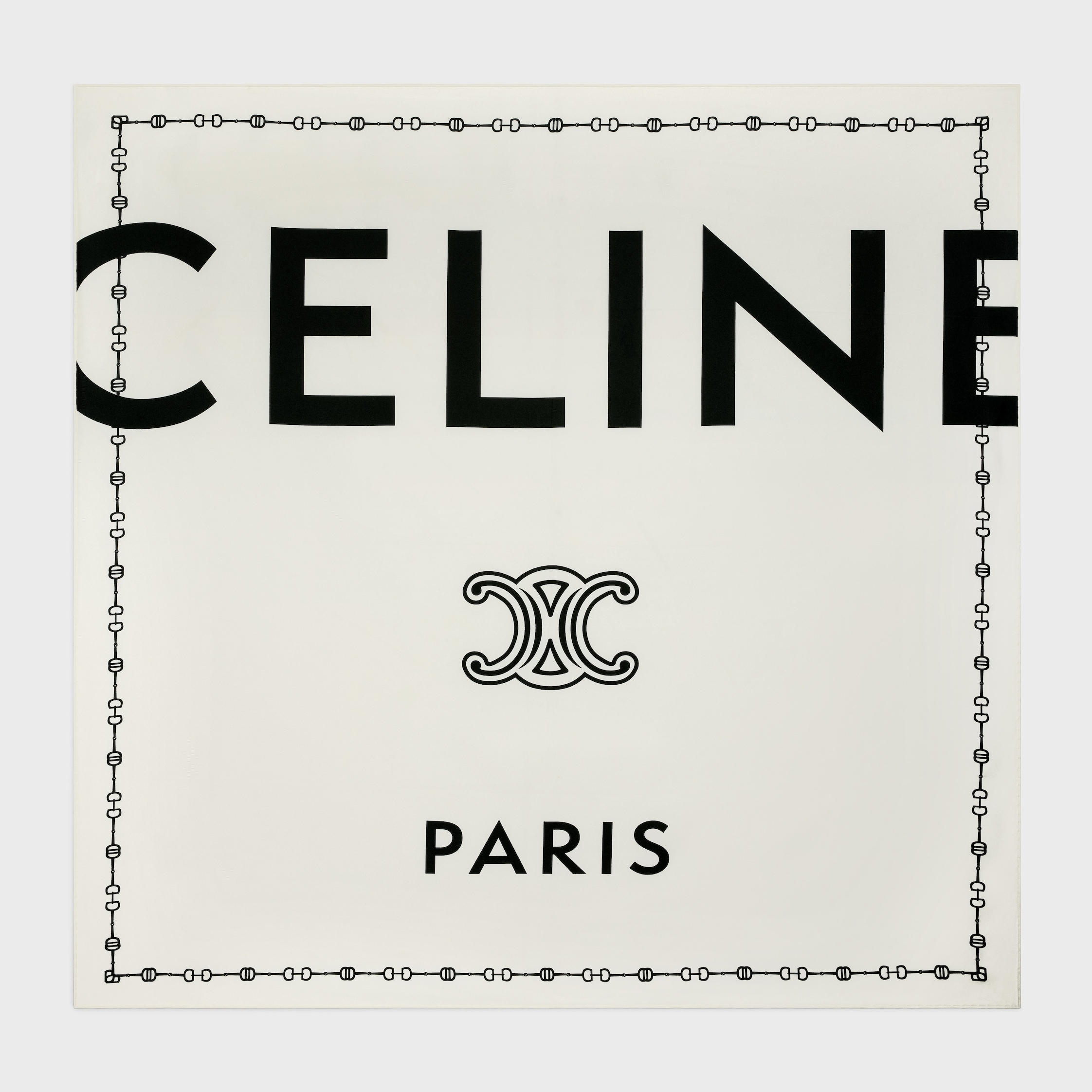 square IN silk twill - WHITE / BLACK | CELINE