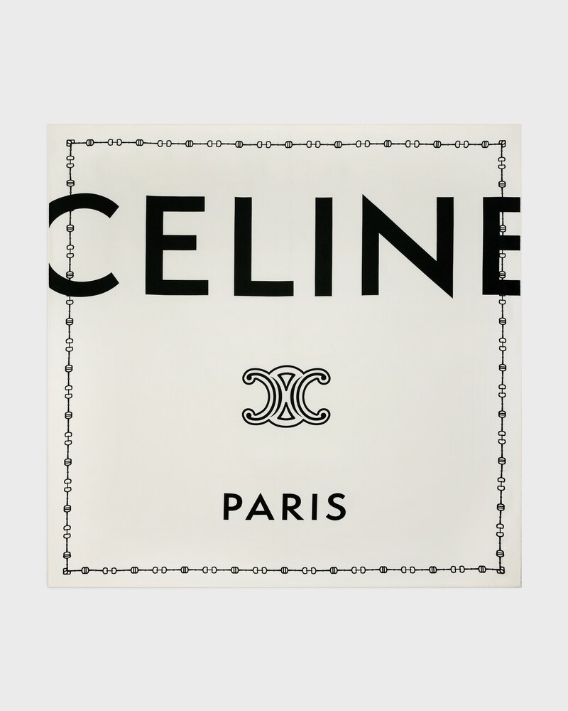 square IN silk twill - WHITE / BLACK -  - 1 | CELINE