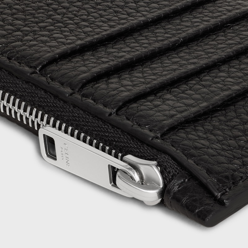 Porte-cartes compact zipp&eacute; EN VEAU GRAIN&Eacute; - NOIR - PORTE CARTES - 1 | CELINE