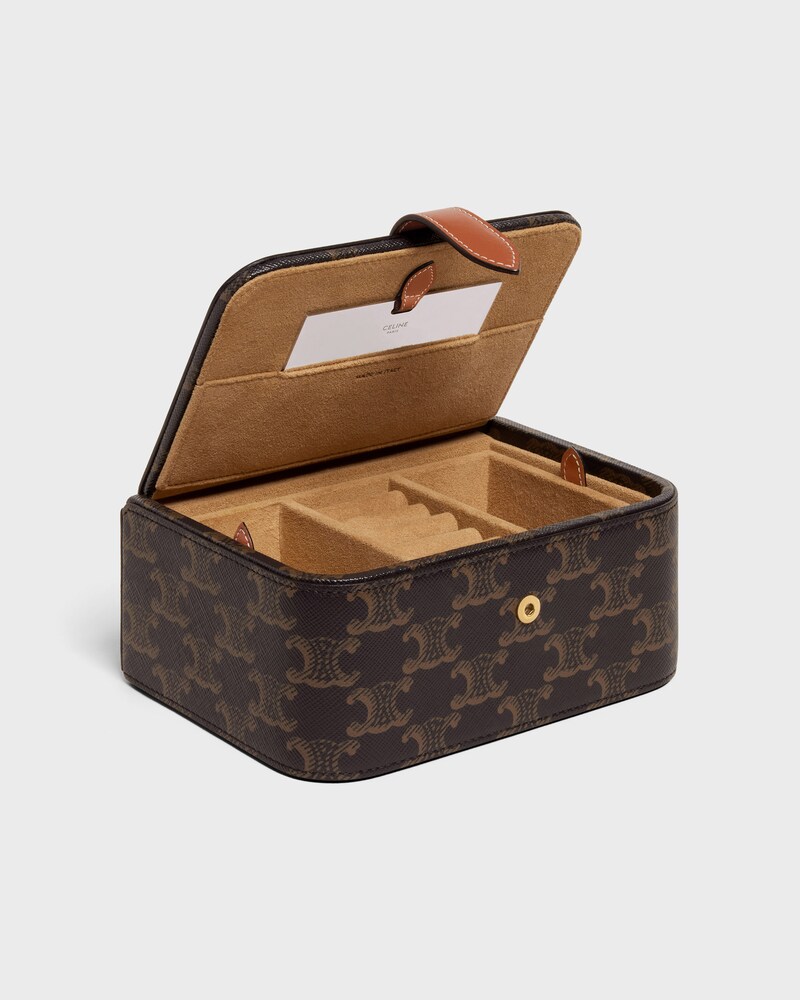 Large Jewels Case in Triomphe Canvas and Calfskin - TAN - SMALL GIFTS - 1 | CELINE