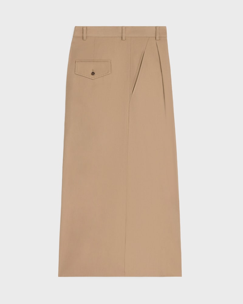 calça cropped montauk EM GABARDINE DE ALGODÃO E LÃ - BEGE - - 1 | CELINE