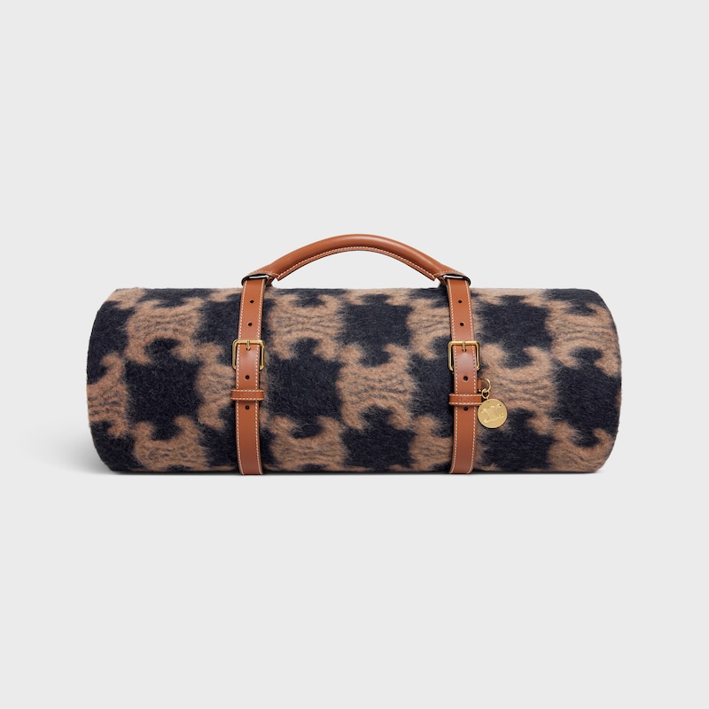 BLANKET AND BLANKET HOLDER IN CALFSKIN - BLACK / TAN - CELINE MAISON - 1 | CELINE