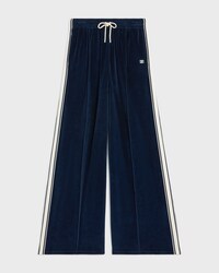 wide tracksuit pants IN velvet jersey - BLEU NUIT/ECRU -  - 1 | CELINE