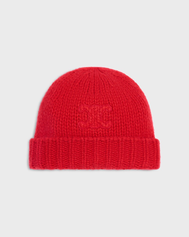triomphe beanie IN cashmere and silk - BRIGHT RED -  - 1 | CELINE