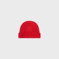 triomphe beanie IN cashmere and silk - BRIGHT RED -  - 1 | CELINE
