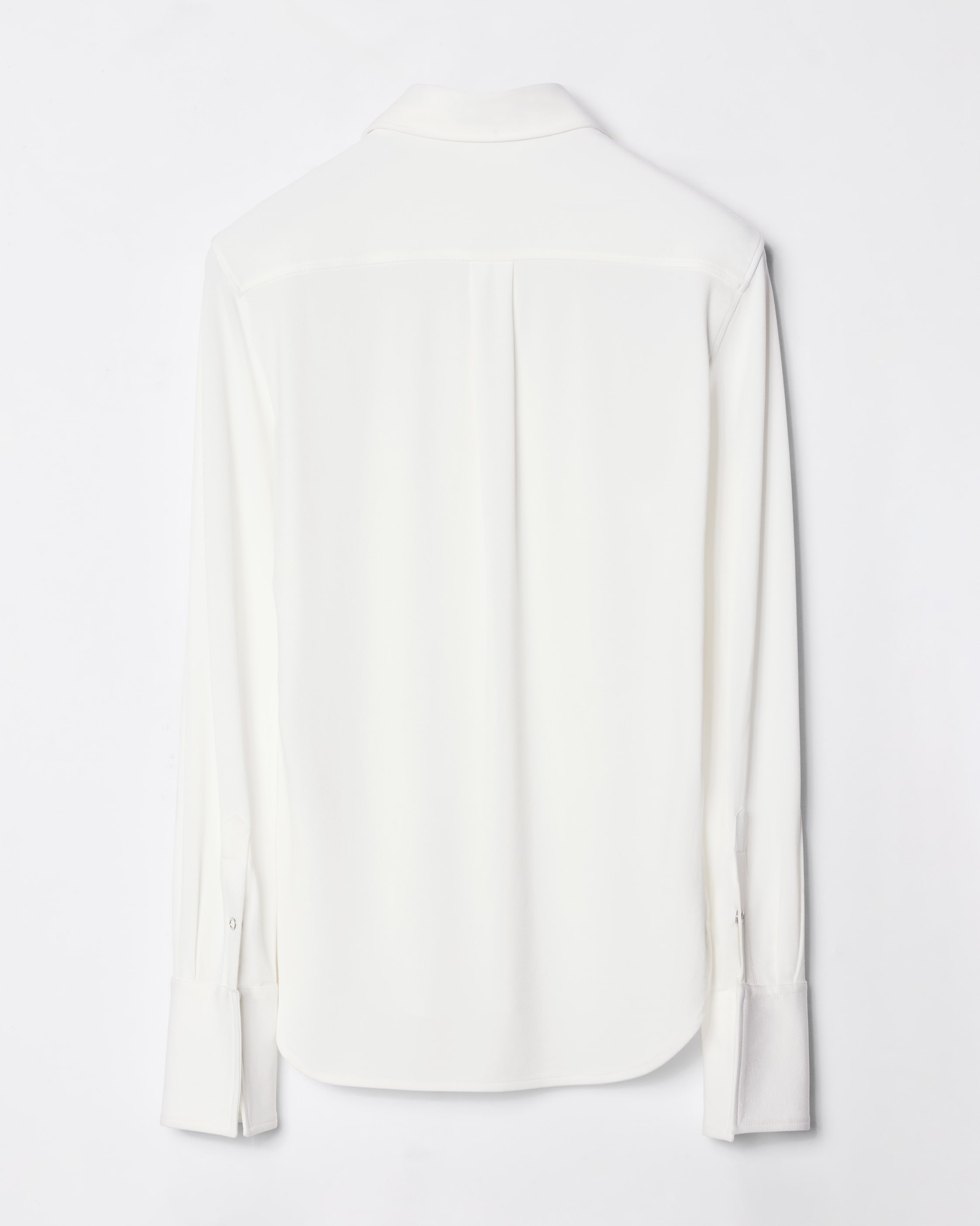 SNAP-FRONT SLIM FIT VISCOSE JERSEY SHIRT - OPTIC WHITE | CELINE