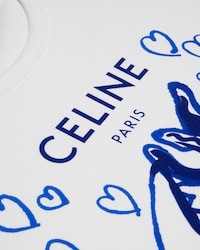 t-shirt IN ribbed cotton jersey - xhite/blue -  - 2 | CELINE