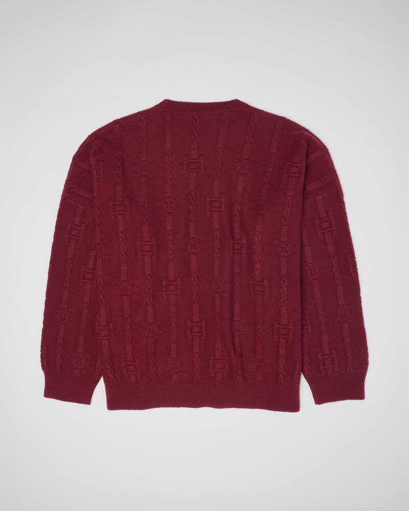 oversized crewneck sweater IN CASHMERE chains triomphe - BURGUNDY -  - 1 | CELINE