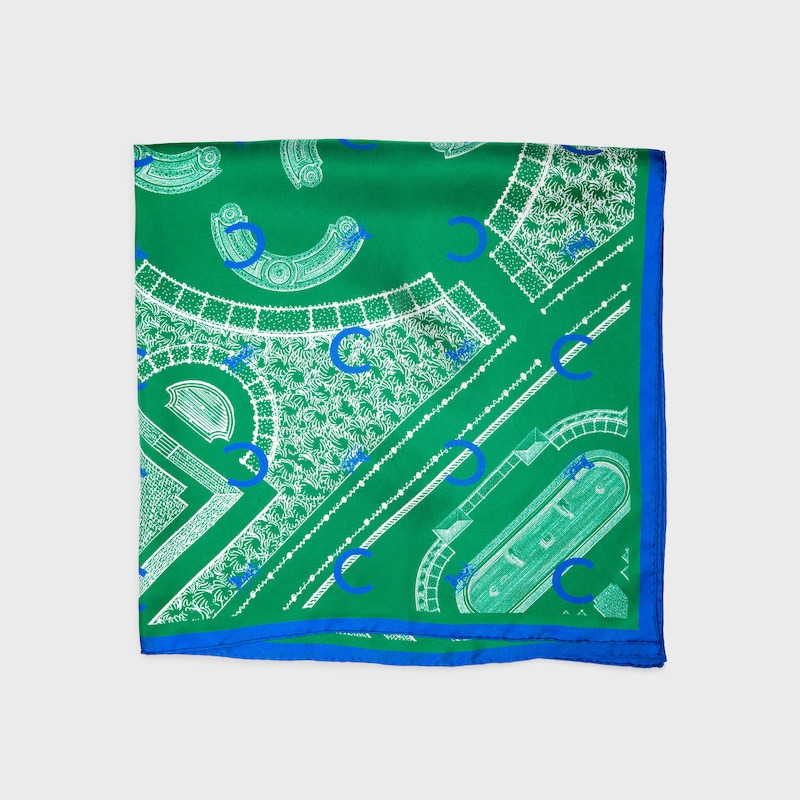 square IN FRENCH GARDEN SILK TWILL - BLUE/GREEN -  - 1 | CELINE