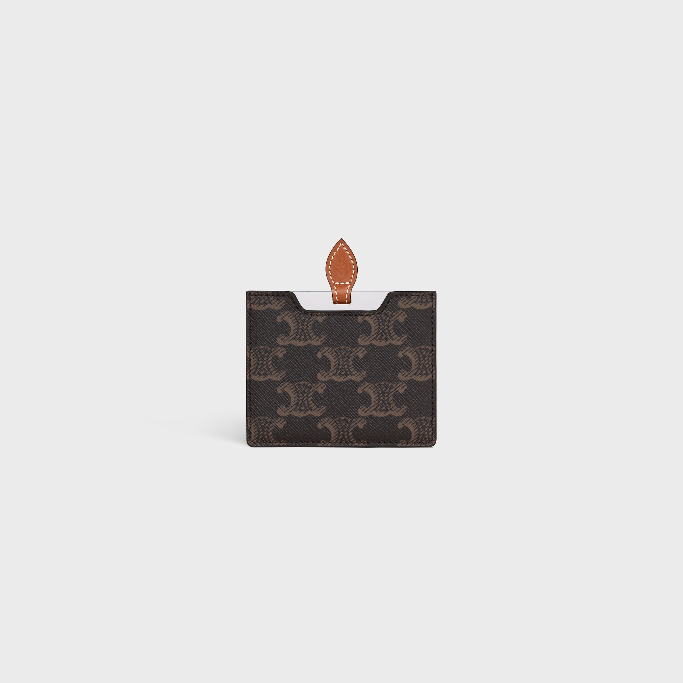 MIRROR WITH POUCH IN TRIOMPHE CANVAS AND CALFSKIN - TAN | CELINE