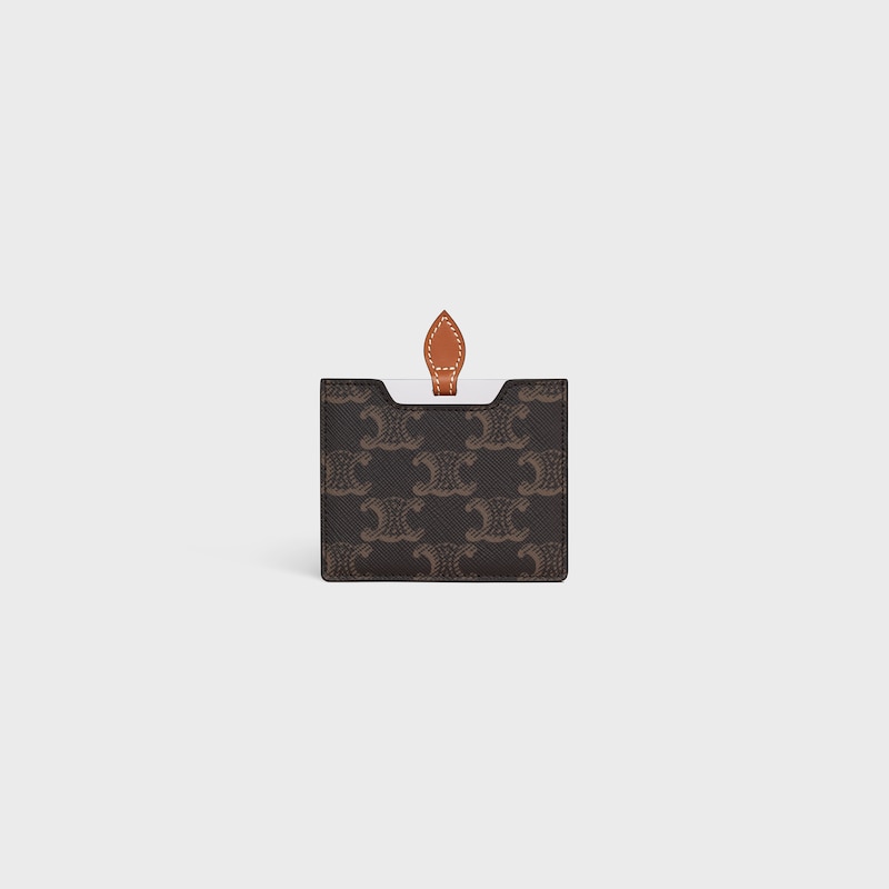 MIRROR WITH POUCH IN TRIOMPHE CANVAS AND CALFSKIN - TAN - ACCESSORIES - 1 | CELINE