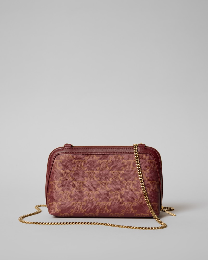 Clutch on Chain IN Triomphe Canvas - BURGUNDY/TAN - ALL BAGS - 1 | CELINE