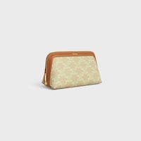 COSMETIC LIPSTICK POUCH IN TRIOMPHE CANVAS AND CALFSKIN - SANDCASTLE / SOFT LIME - POUCHES - 2 | CELINE