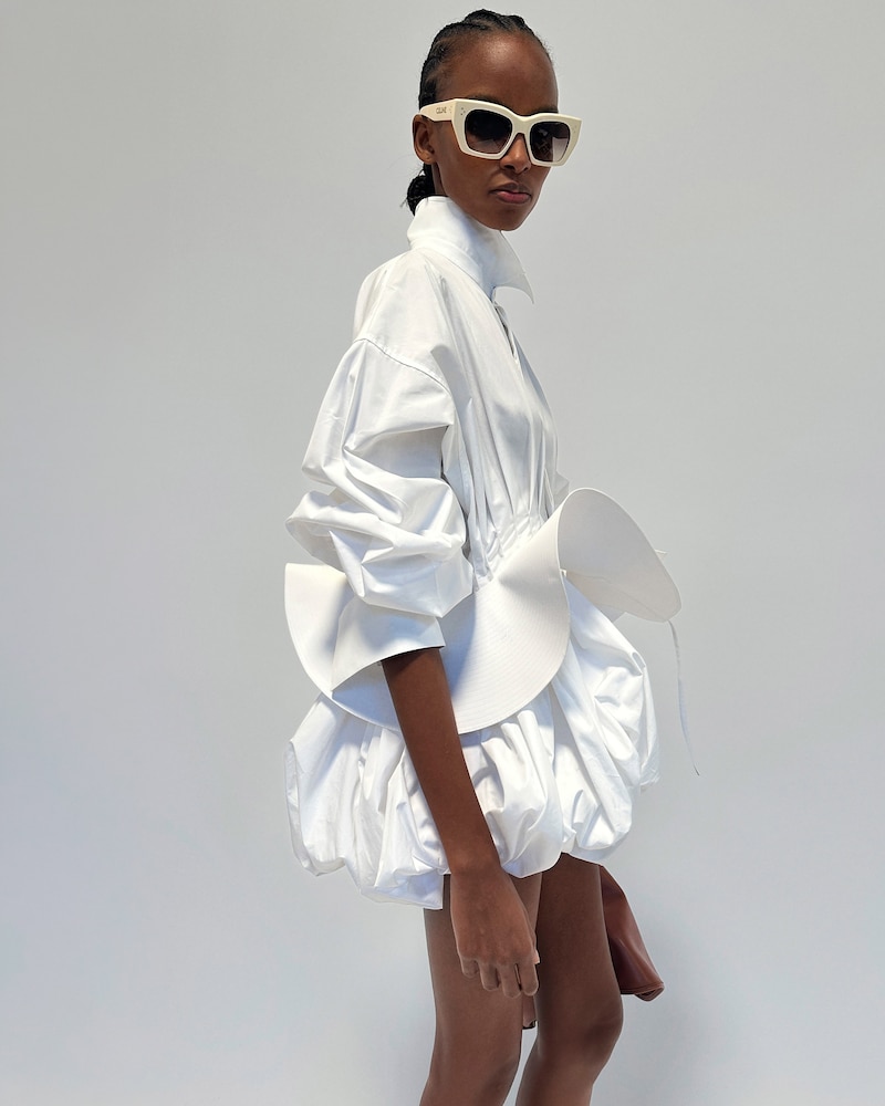 shirt dress IN cotton poplin - WHITE -  - 1 | CELINE