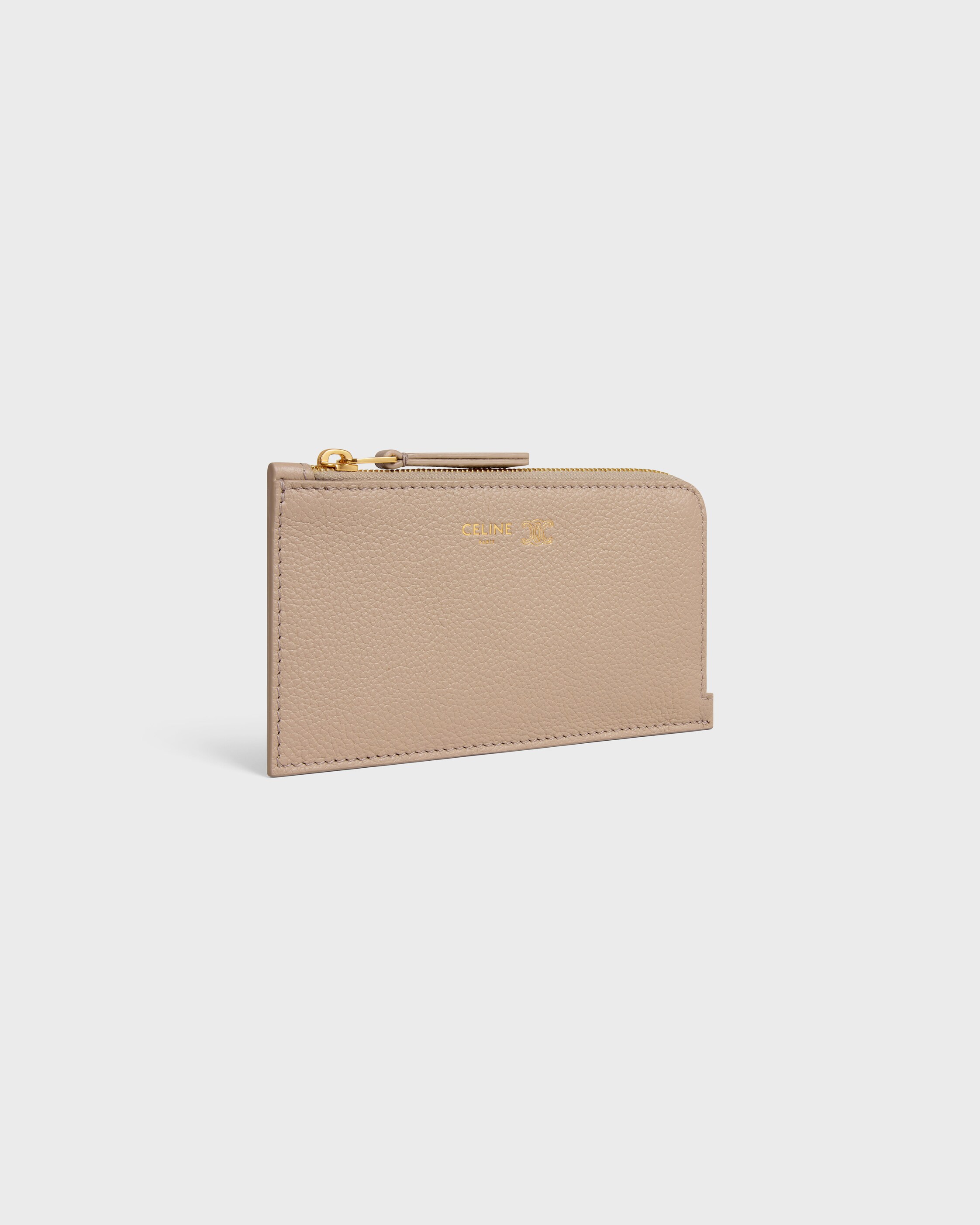 LONG ZIPPED CARD HOLDER IN SUPPLE GRAINED CALFSKIN - SAFARI