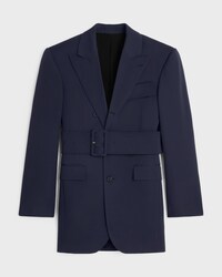 colonne jacket IN GRAIN DE POUDRE WOOL - NAVY -  - 1 | CELINE