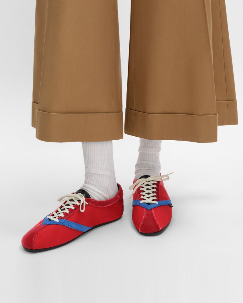 THE FLAT SNEAKER EN GROS GRAIN, VELOURS, CUIR DE CHÈVRE VELOURS ET CUIR D'AGNEAU - ROUGE / BLEU ÉLECTRIQUE -  - 1 | CELINE