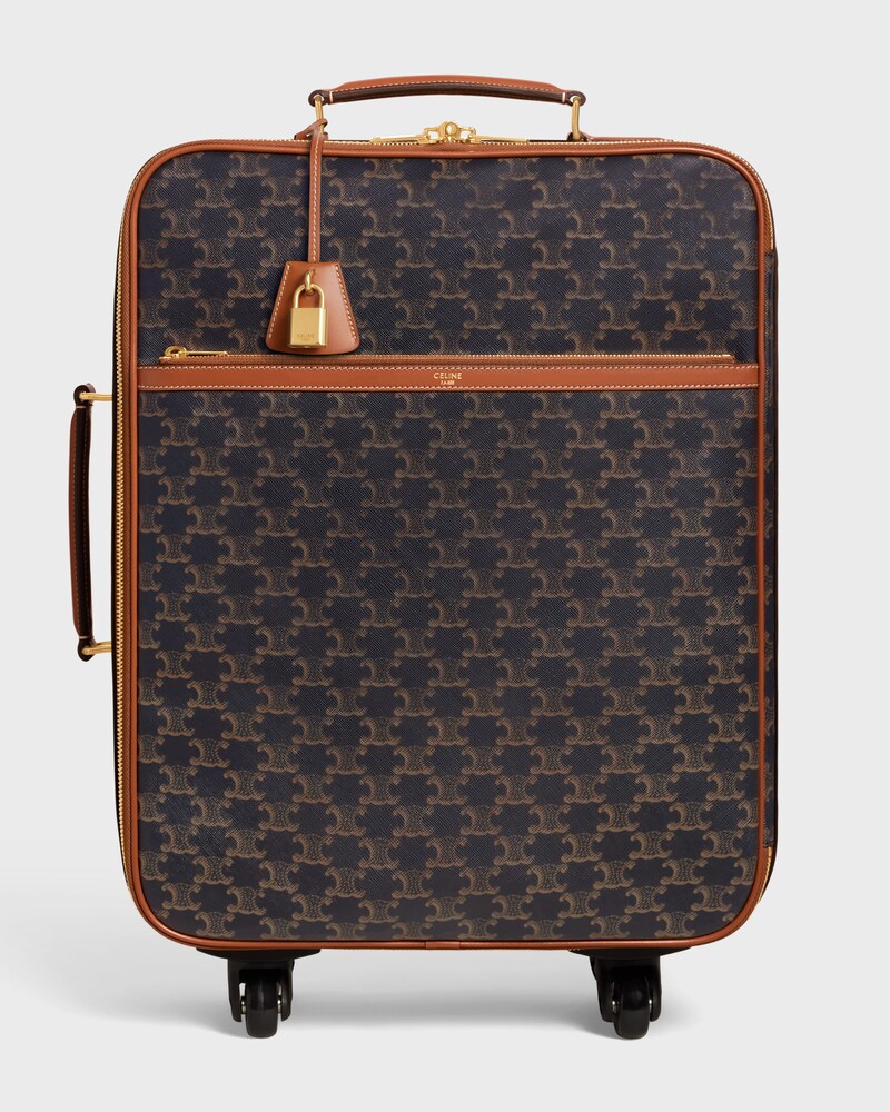 MALETA CON RUEDAS PEQUEÑA DE LONA TRIOMPHE Y PIEL DE BECERRO - TOSTADO - GIFT FINDER - 1 | CELINE
