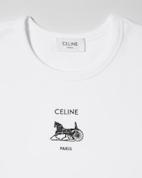 LONG-SLEEVED T-SHIRT IN ribbed cotton jersey - OFF WHITE / BLACK -  - 2 | CELINE