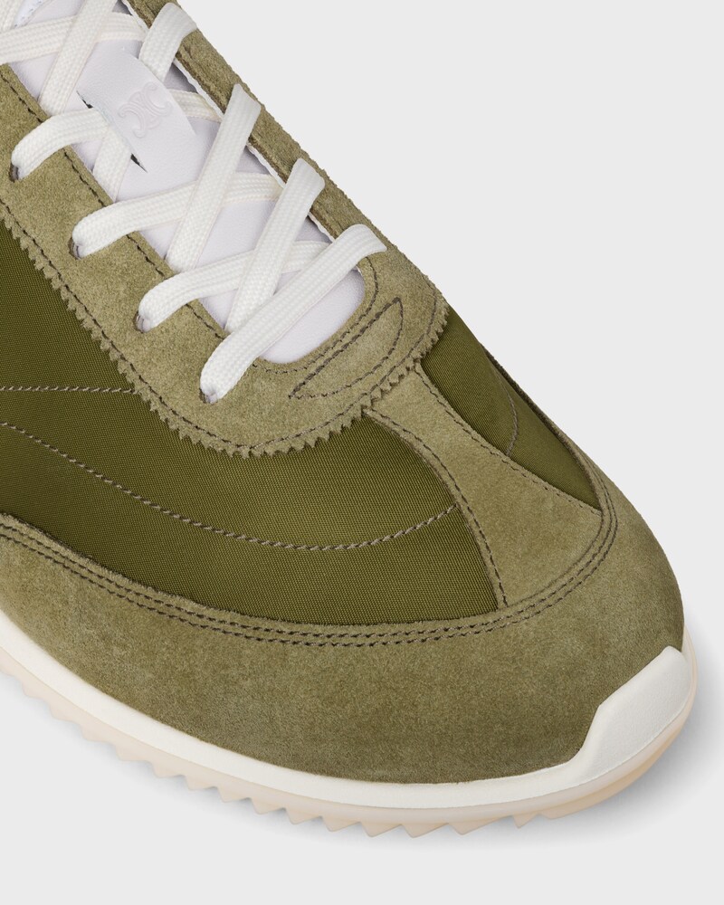 SNEAKER RACER EN NYLON, CUIR DE VEAU VELOURS ET CUIR DE VEAU - OLIVE -  - 1 | CELINE