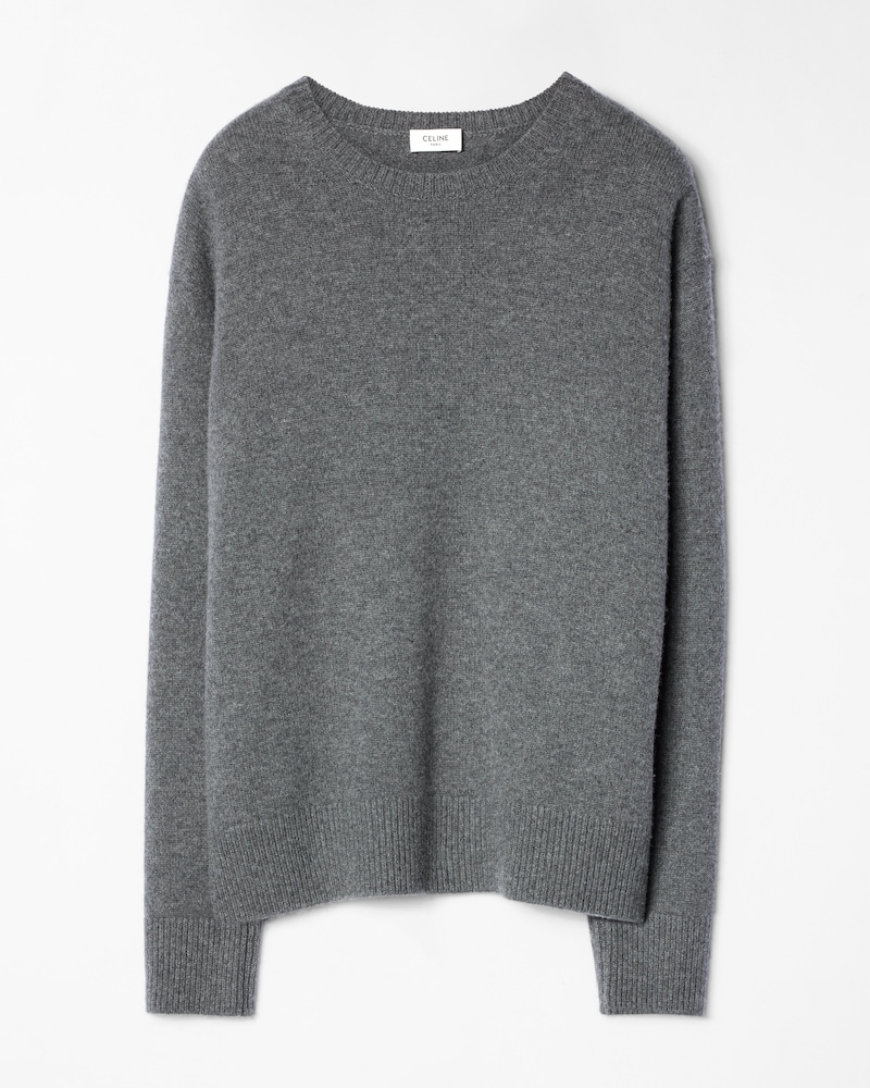 CLASSIC ELBOW-PATCH CREWNECK - SMOKE GREY -  - 1 | CELINE