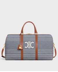 BOLSA DE VIAJE GRANDE DE TEJIDO JACQUARD A RAYAS Y PIEL DE BECERRO - AZUL / BEIGE - VIAJE - 1 | CELINE