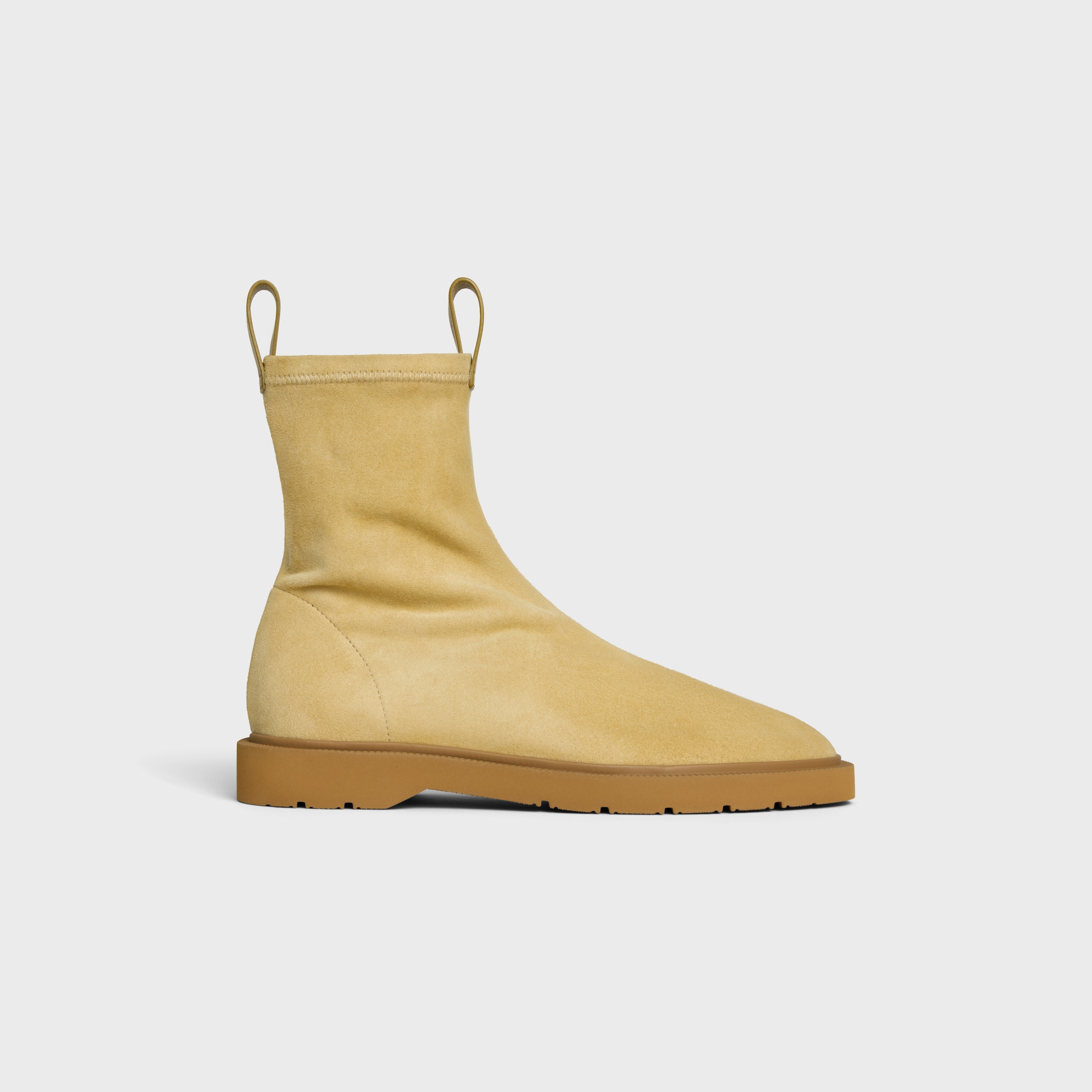 FLOW - ZIPPED BOOT IN STRETCH SUEDE LAMBSKIN - STONE BEIGE | CELINE