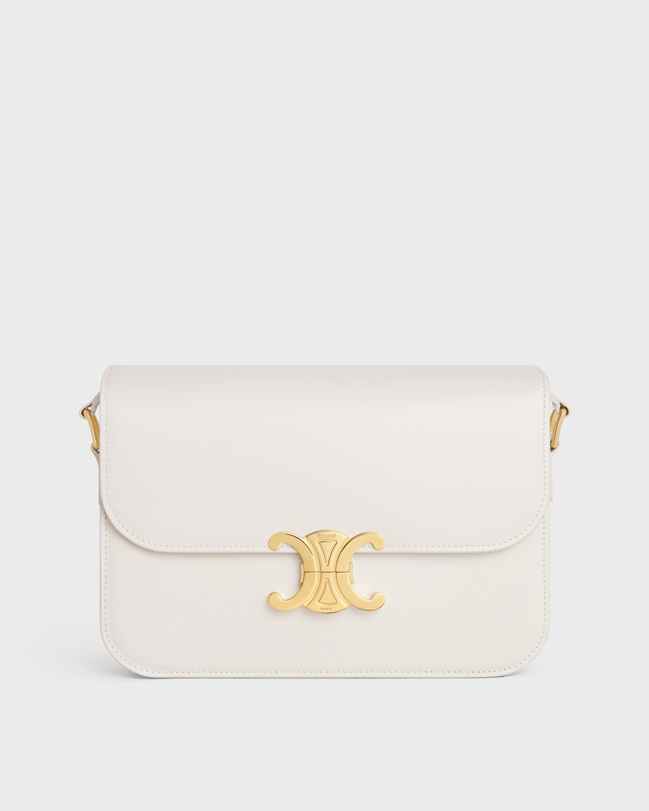 セリーヌ CELINE トリオンフ オブジェ ホワイト CLASSIQUE TRIOMPHE BAG IN shiny calfskin - RICE | CELINE