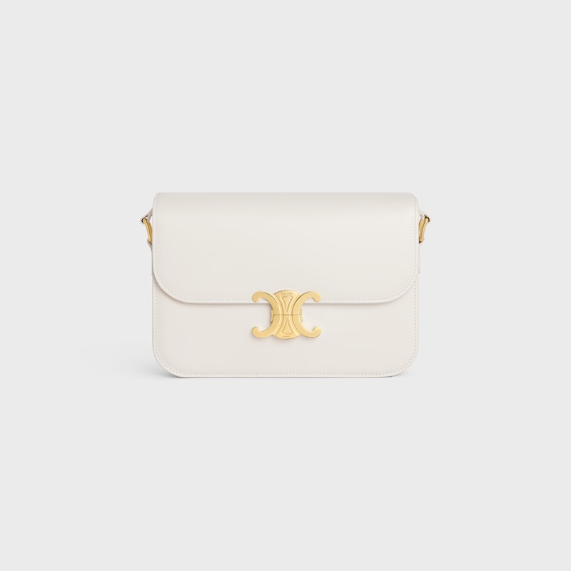Bolsa CLASSIQUE TRIOMPHE em COURO DE BEZERRO brilhante - ARROZ - TRIOMPHE - 1 | CELINE