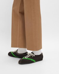 THE FLAT SNEAKER IN GROS GRAIN, VELVET, SUEDE GOATSKIN AND LAMBSKIN - BROWN / BRIGHT GREEN -  - 2 | CELINE