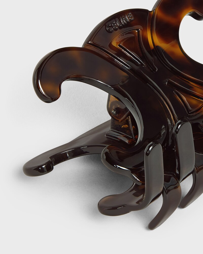 Celine Large Hair Claw in Acetate - DARK HAVANA - HAIR ACCESSORIES - 1 | CELINE