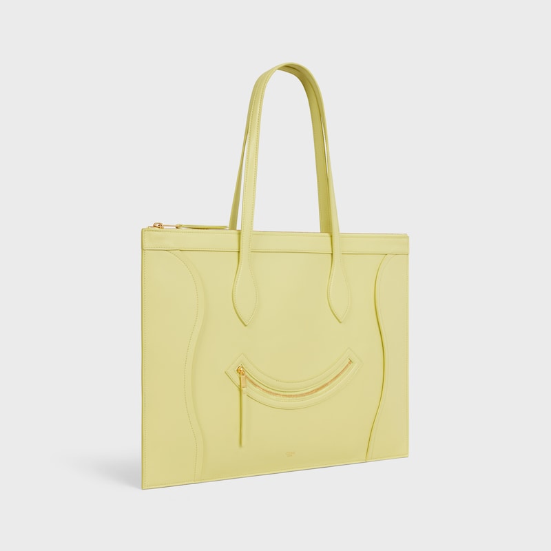FLAT LUGGAGE光面牛皮革手袋 - 柑橘色 - LUGGAGE - 1 | CELINE