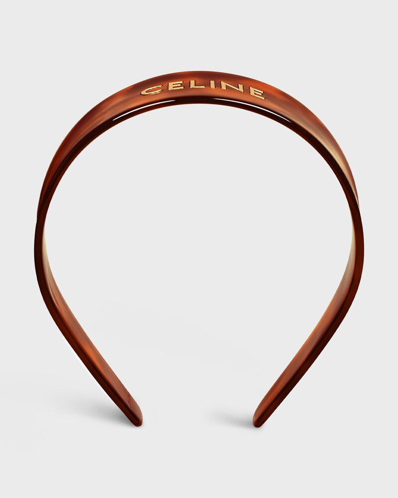 Celine Headband in Acetate and Steel - BLOND HAVANA / GOLD - HAIR ACCESSORIES - 1 | CELINE