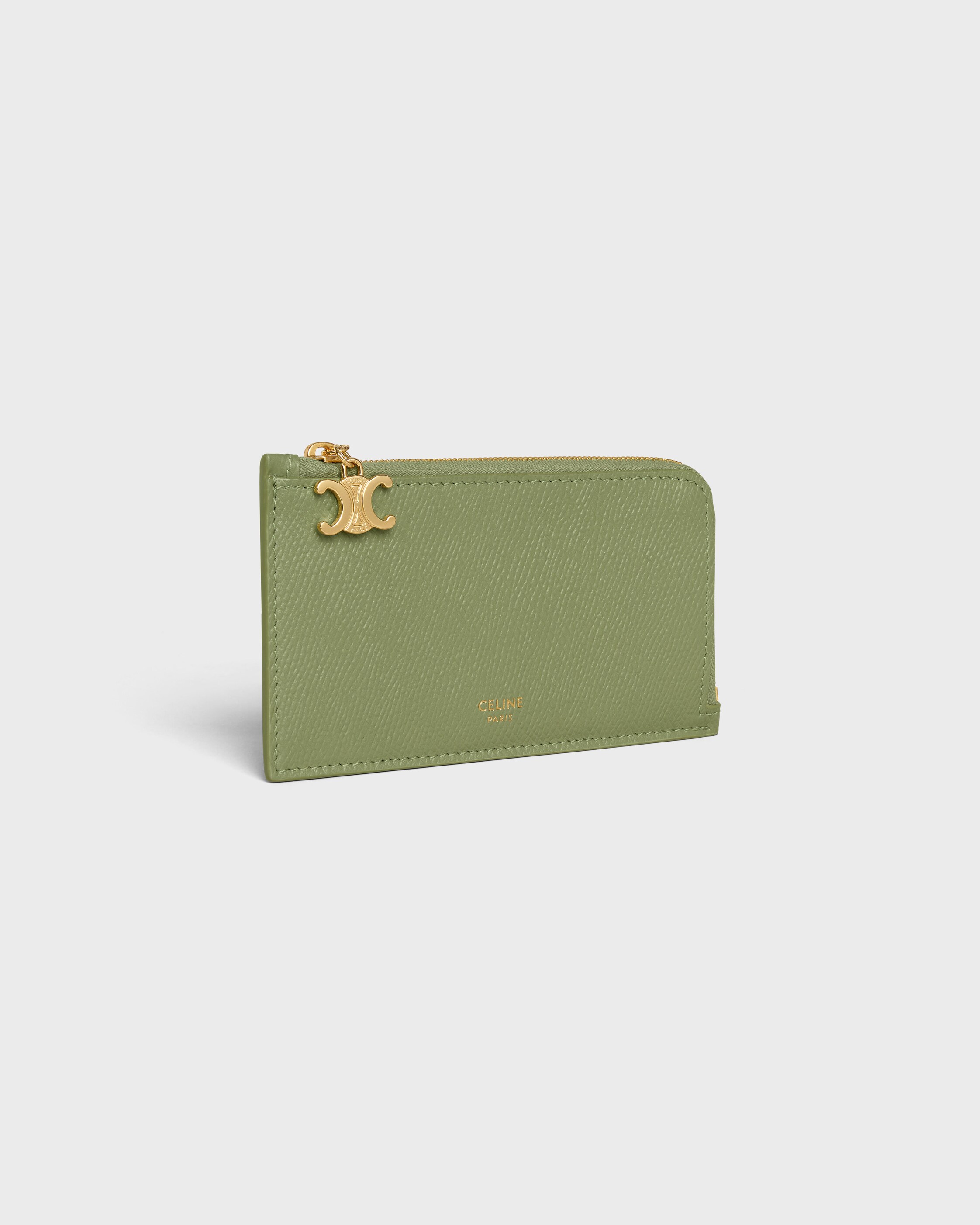 LONG ZIPPED CARD HOLDER IN GRAINED CALFSKIN - LIGHT KHAKI | CELINE