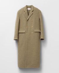 coat IN wool and silk - LIGHT KAKI MELANGE -  - 1 | CELINE