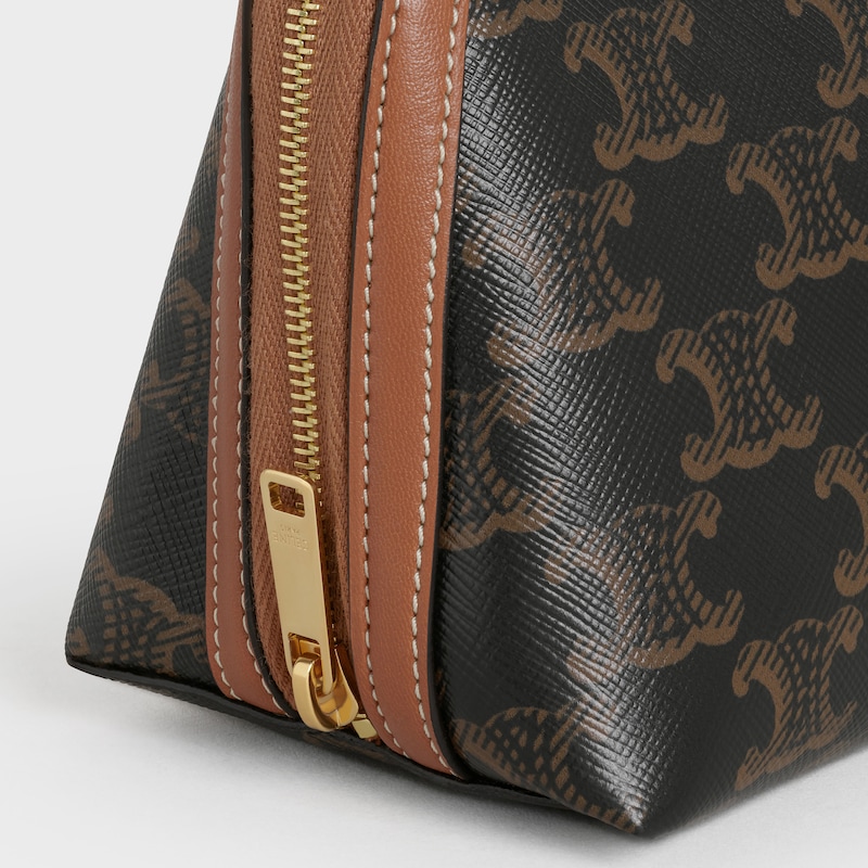 Clutch on Chain IN Triomphe canvas and Lambskin - Tan - MINI BAGS - 1 | CELINE