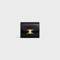 Small Flap Wallet TRIOMPHE IN lizard - BLACK - WALLETS - 1 | CELINE
