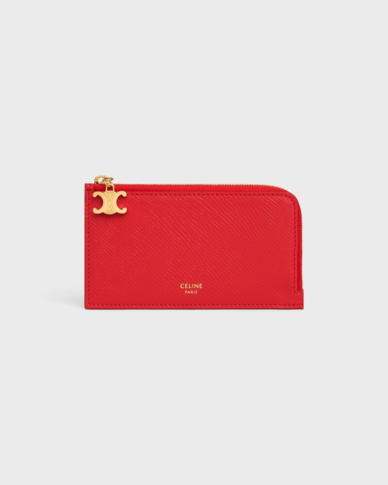 LONG ZIPPED CARD HOLDER IN GRAINED CALFSKIN - ULTRA RED - CARD HOLDERS - 1 | CELINE