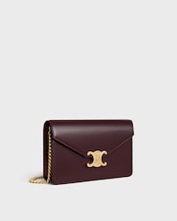 WALLET ON CHAIN MARGO IN Shiny calfskin - DEEP BURGUNDY - MORE LINES - 2 | CELINE